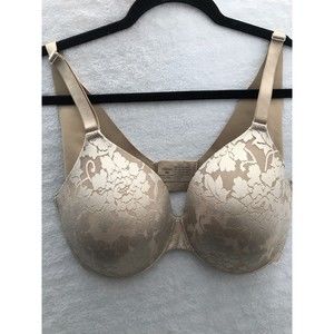 Soma Vanishing Back Full Coverage Bra 38d Back Closure Tan Floral Lace
